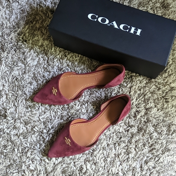 Coach wine suede pointed toe flats - Picture 3 of 10